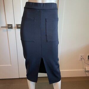 Finery London Fashion Group Bodycon Polyamide Blend Midi Skirt Navy 4 US/8 UK